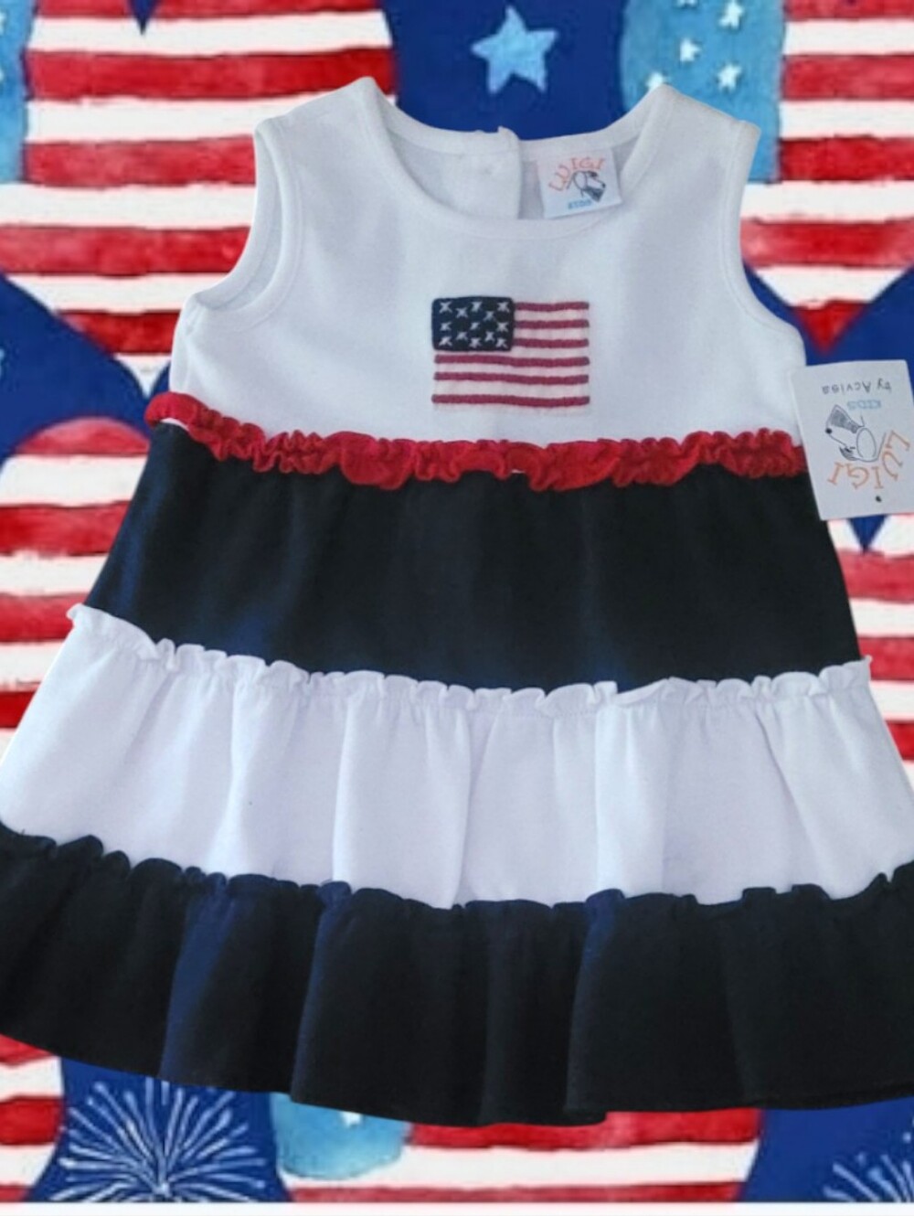 Luigi Kids by Acvisa Girl's Red. White, And Blue Patrotic Dress